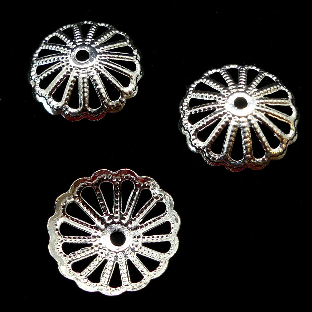 Couvre-Perle Style Bali 13 mm - Argenté (5 pces)