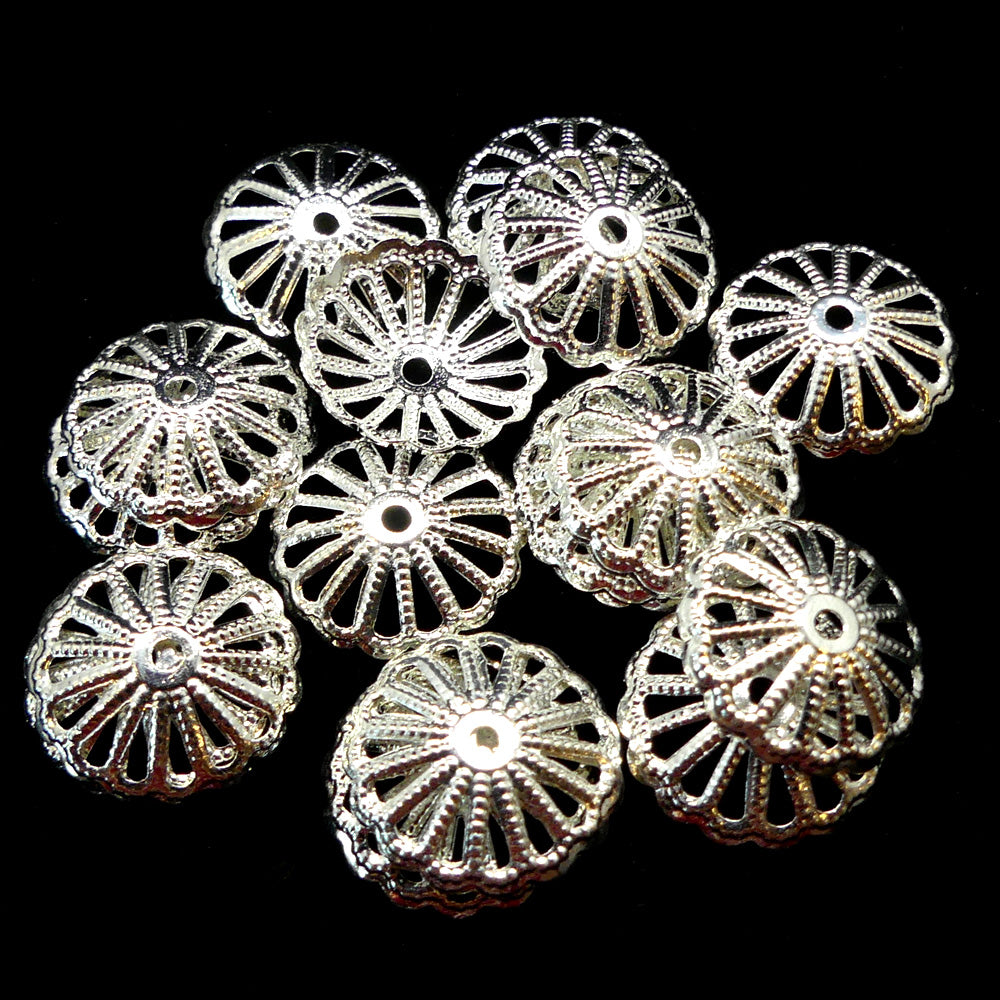 Couvre-Perle Style Bali 13 mm - Argenté (5 pces)