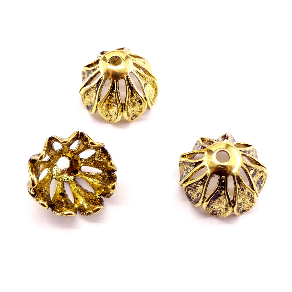 Couvre-Perle fleur 16 mm - Or antique (1 pce)