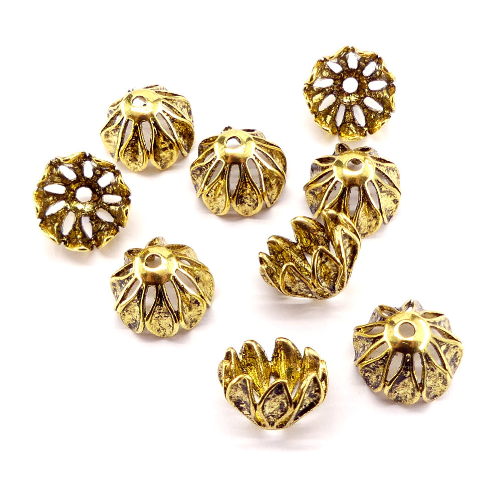 Couvre-Perle fleur 16 mm - Or antique (1 pce)