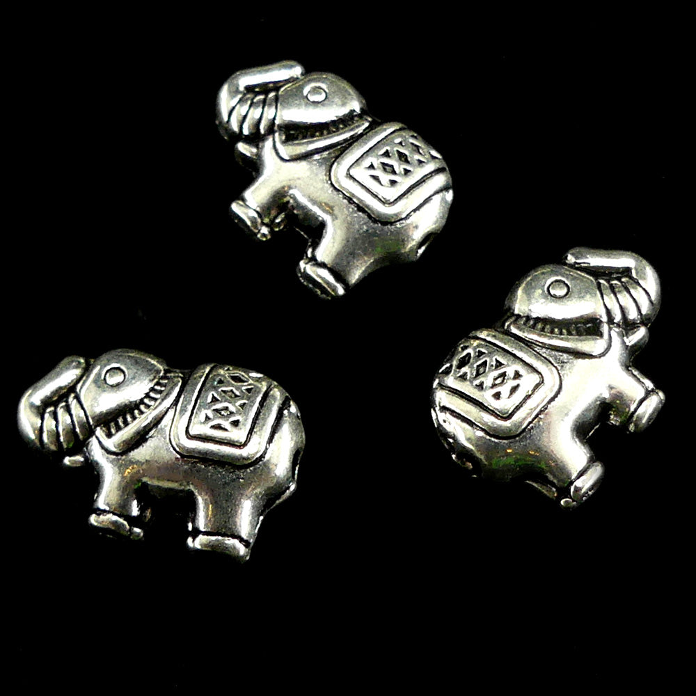 Perle éléphant style Tibet - Argenté (5 pces)