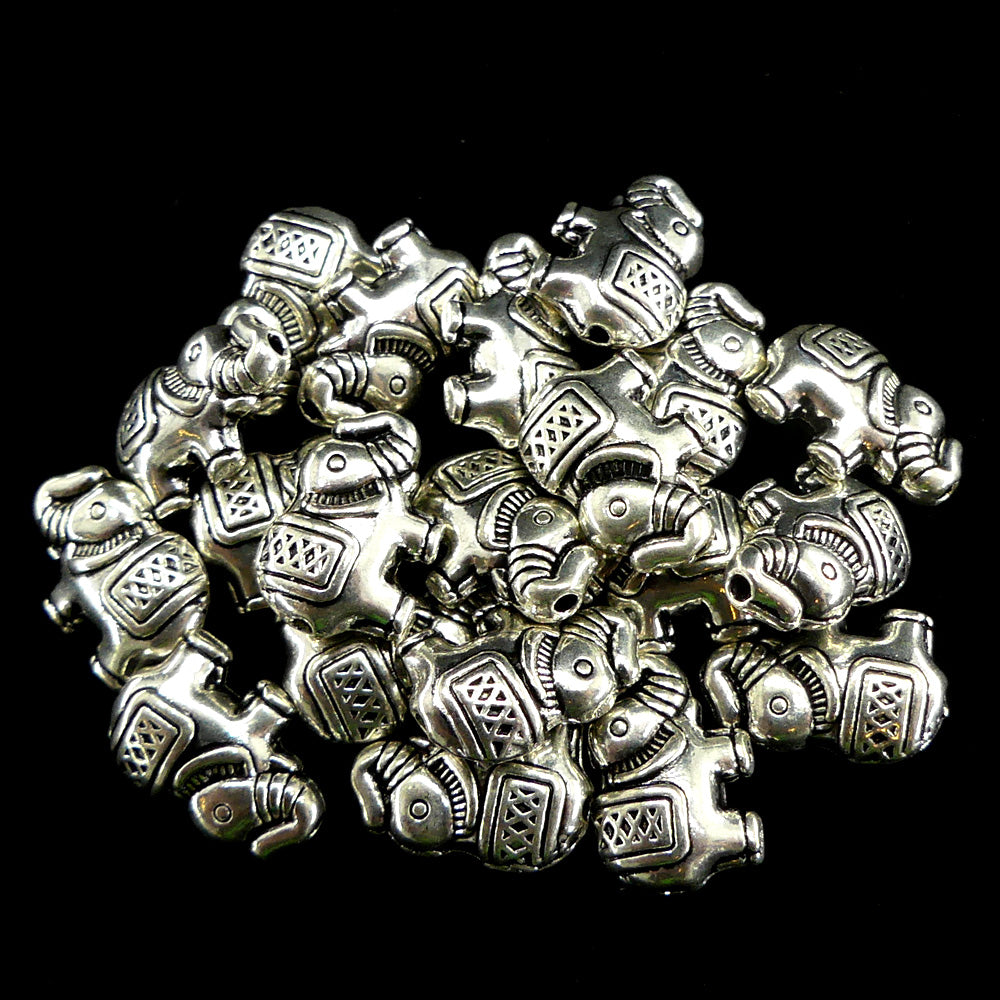 Perle éléphant style Tibet - Argenté (5 pces)