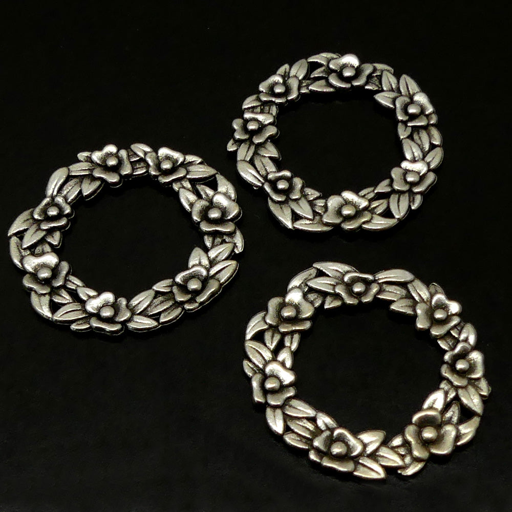 Passant Couronne de Fleur en argent Vieilli    (1 pce)