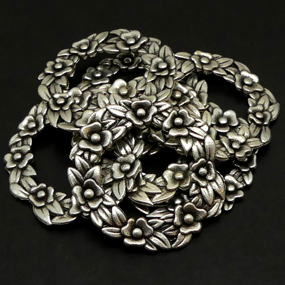 Passant Couronne de Fleur en argent Vieilli    (1 pce)