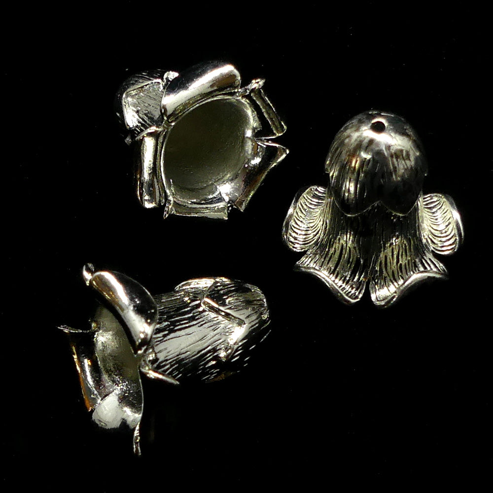 Couvre-Perle fleur 20 mm platine (à la pièce)