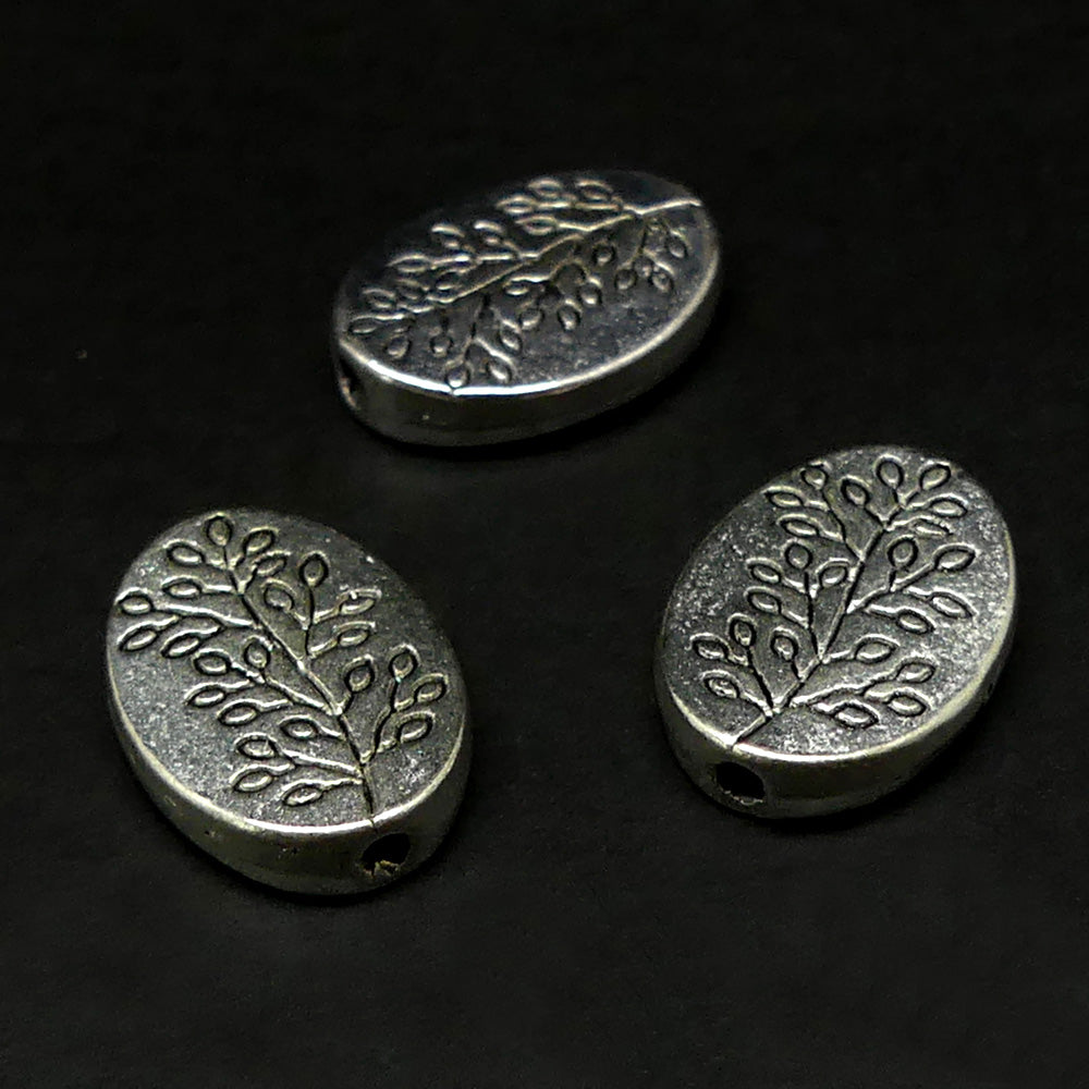 Perle ovale plate arbre style Tibet (10 pces)