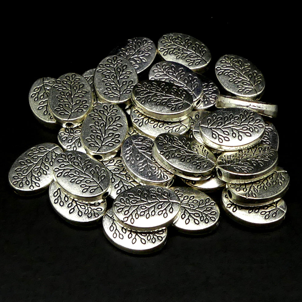 Perle ovale plate arbre style Tibet (10 pces)