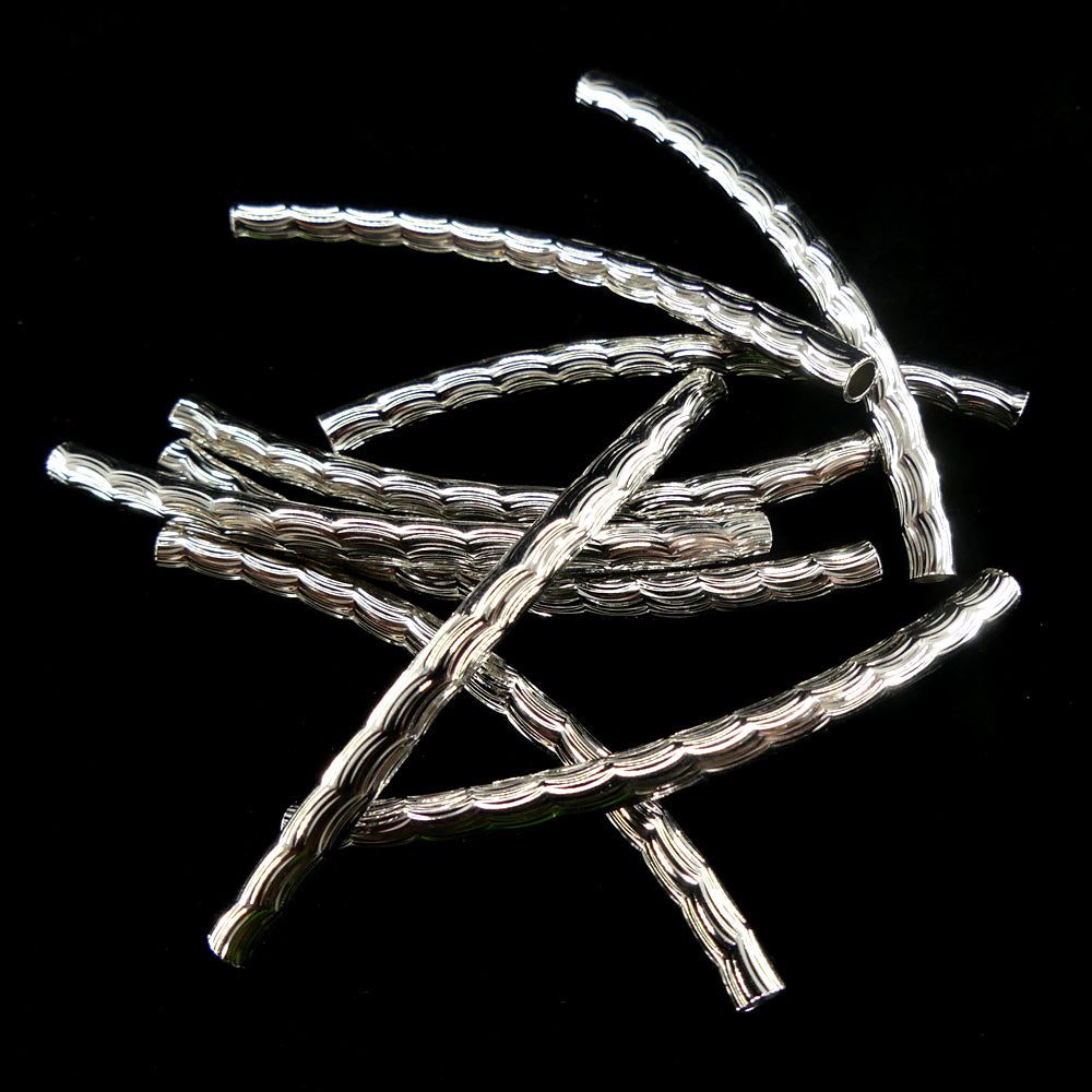 Tube courbé en laiton argenté 45 mm (2 pces)