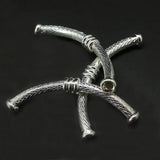 Tube courbé en laiton argenté orné (2 pces)