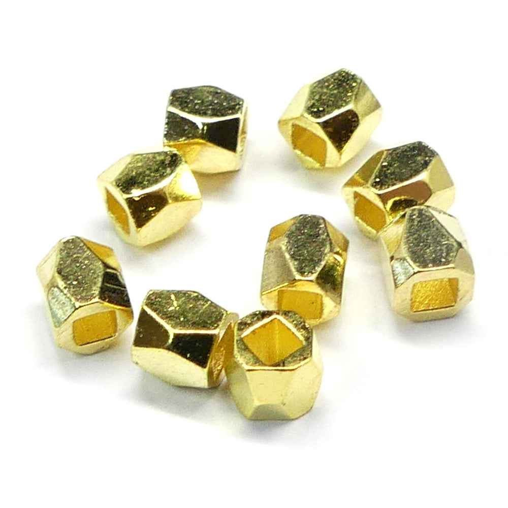 Perle tube facettée dorée (10 pièces)