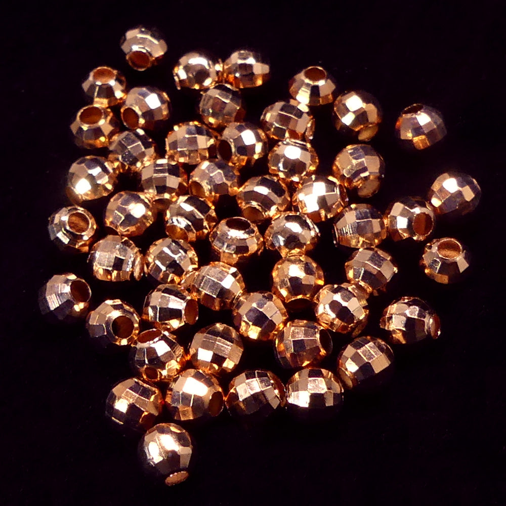 Perle facettée en laiton or rose (10 pièces)