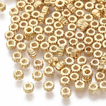 Perles en laiton, rondelle, torsion, véritable 18k plaqué or (10 pces)