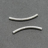 Perles tubulaires courbé à facettes 40x3mm - Argenté Clair - 2pièces