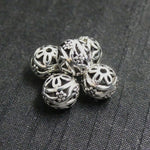 Perle ronde " Boule " en filigrane -  Argent antique - 5 pièces