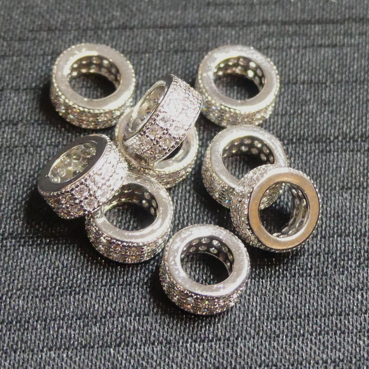 Perles européennes " colonne cubique " -  Platine - 1 pièce