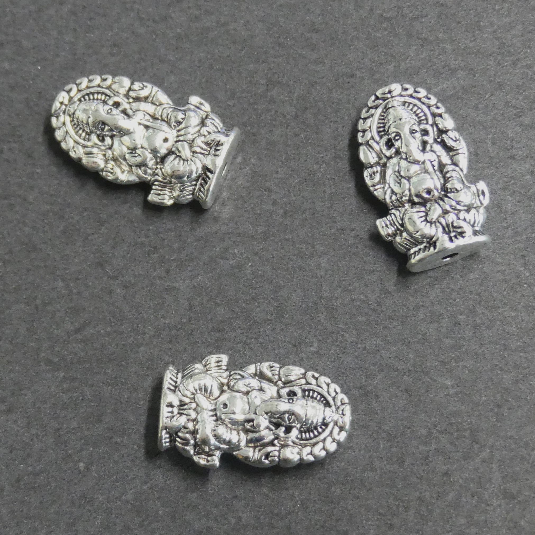 Perles en alliage de style tibétain, statue dieu hindou Ganesh éléphant, argent antique (1 Pce)