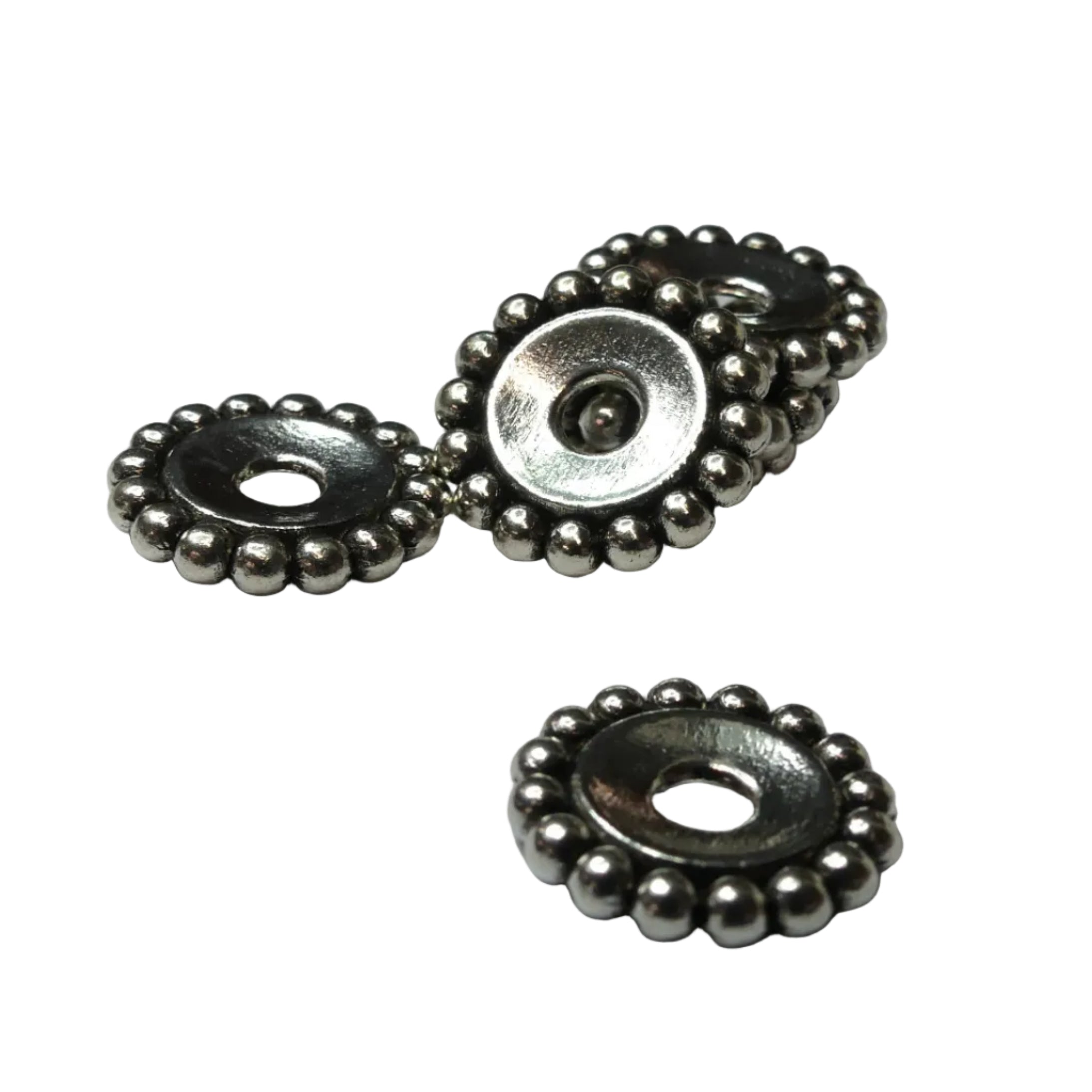 Perle en alliage de style tibétain, fleur, argent antique (2 pces)