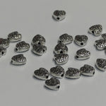 Perle en alliage de style tibétain, cœur, couleur argent antique (10 pces)