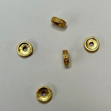 Perle en laiton plate ronde - Couleur: plaqué or 18k véritable (5 pièces)