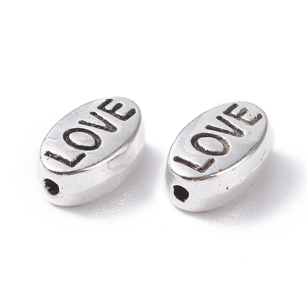 Perle Love argentée 10 mm (5pièces)