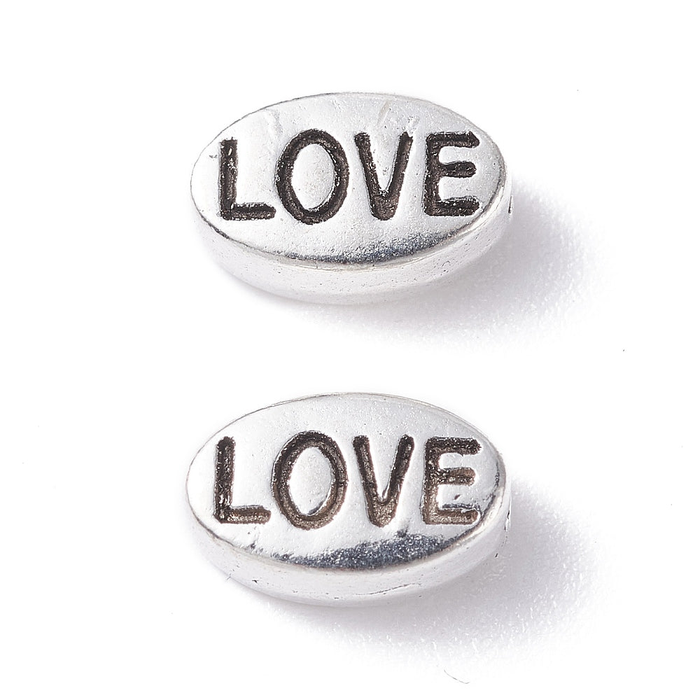 Perle Love argentée 10 mm (5pièces)