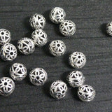 Perle ronde " Boule " en filigrane -  Argent antique - 5 pièces