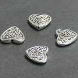 Perle en alliage de style tibétain, coeur, argent antique (1 Pce)