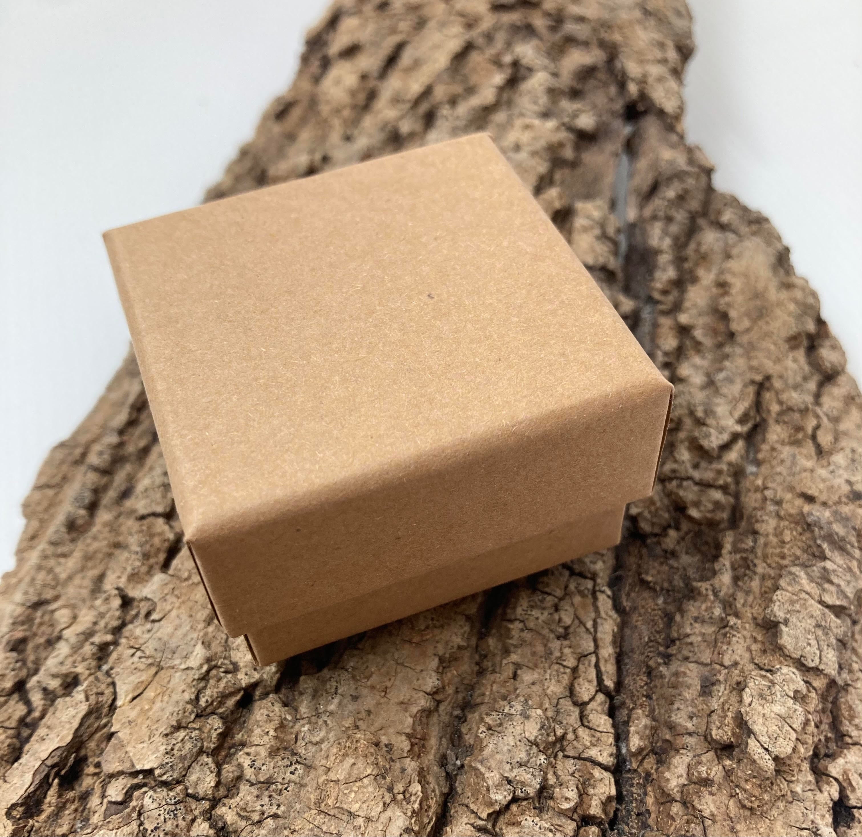 Boîte emballage cadeau pour bague, kraft brun 5 x 5 x 3 cm