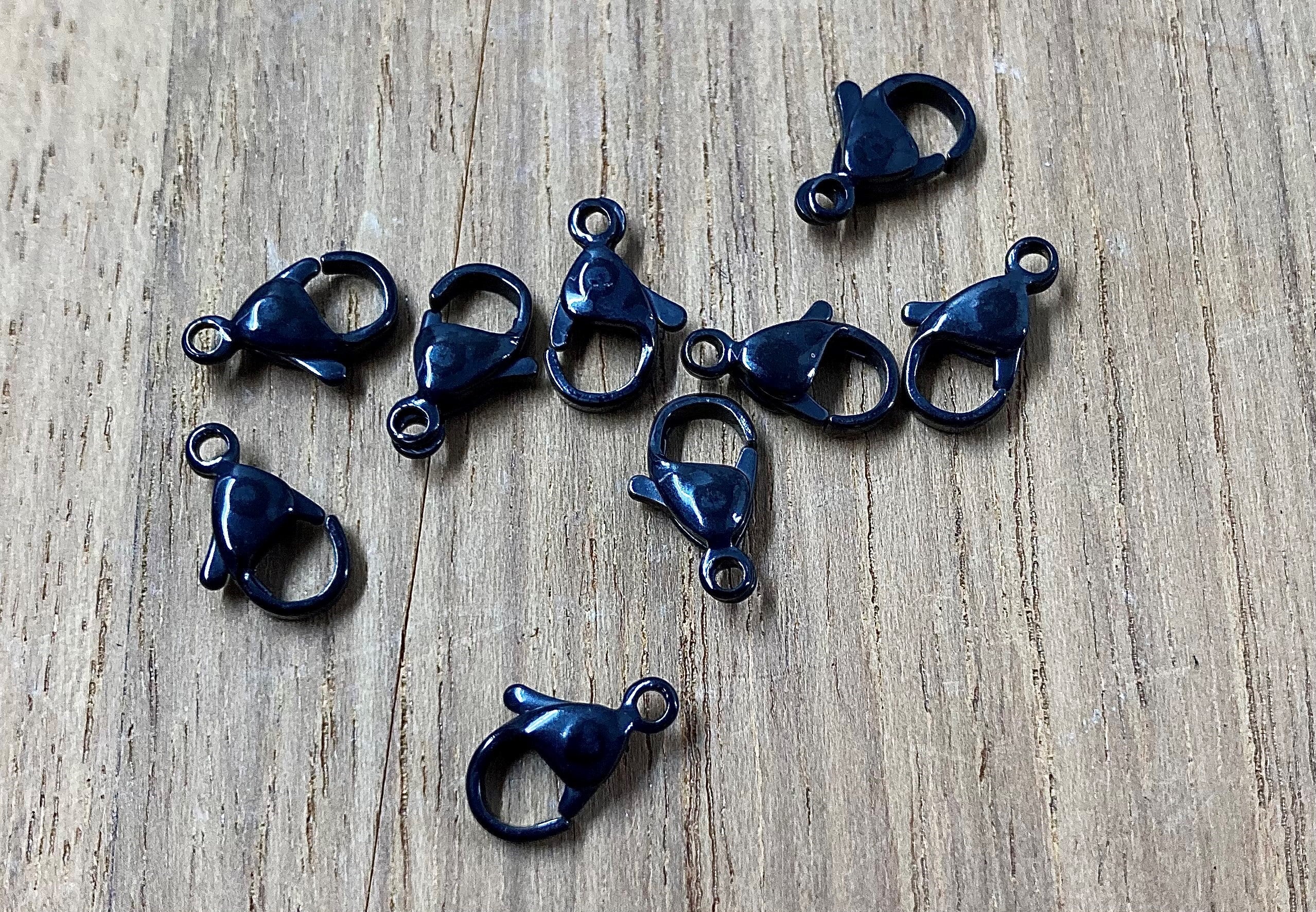 Fermoir mousqueton noir à gâchette de perroquet (1pce)