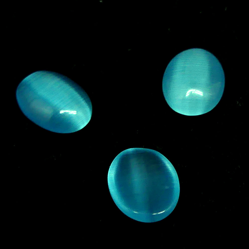 Yeux de Chat Ovale - Cabochon Bleu Ciel (10 pces)