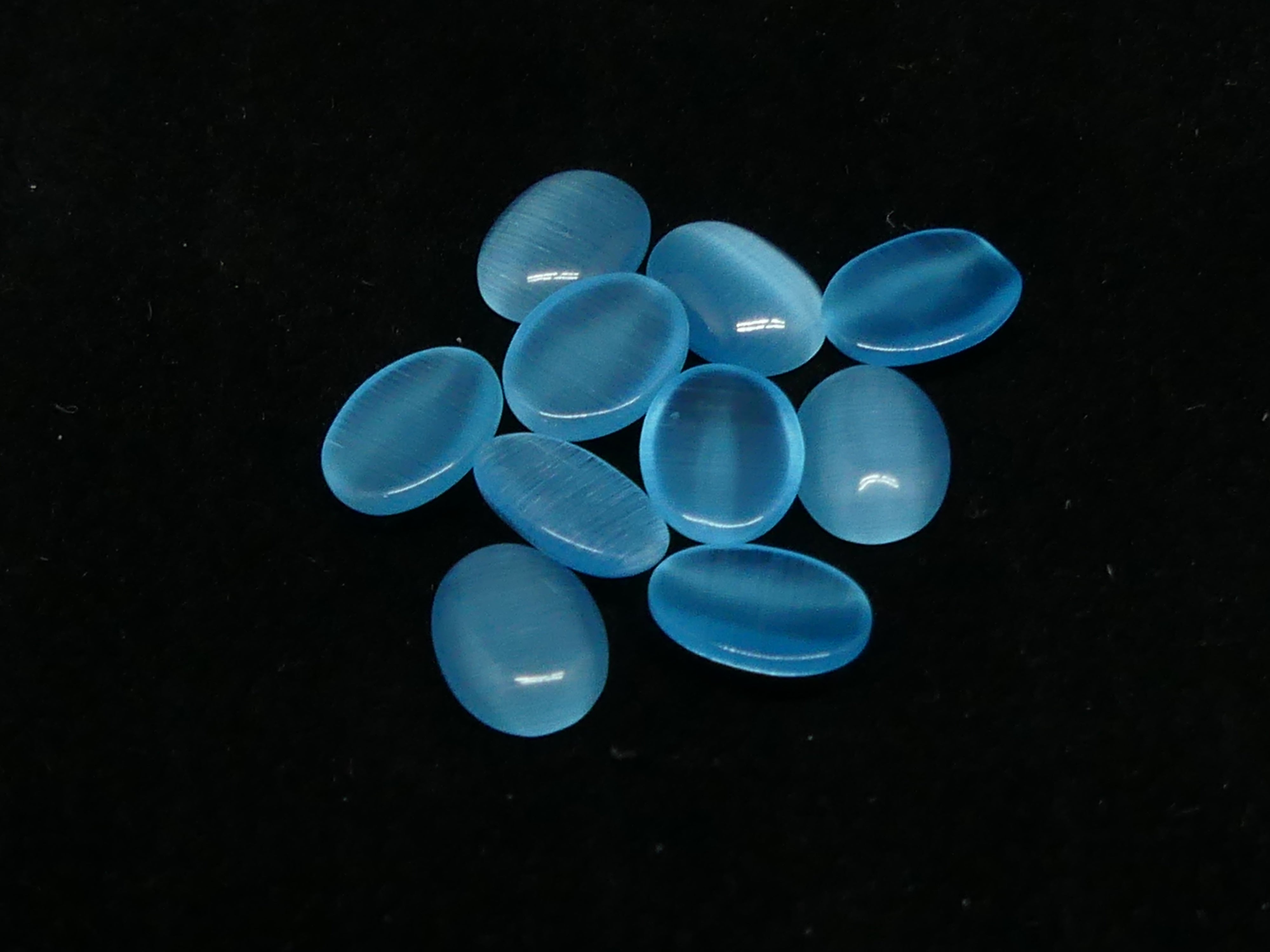Yeux de Chat Ovale - Cabochon Bleu Ciel (10 pces)