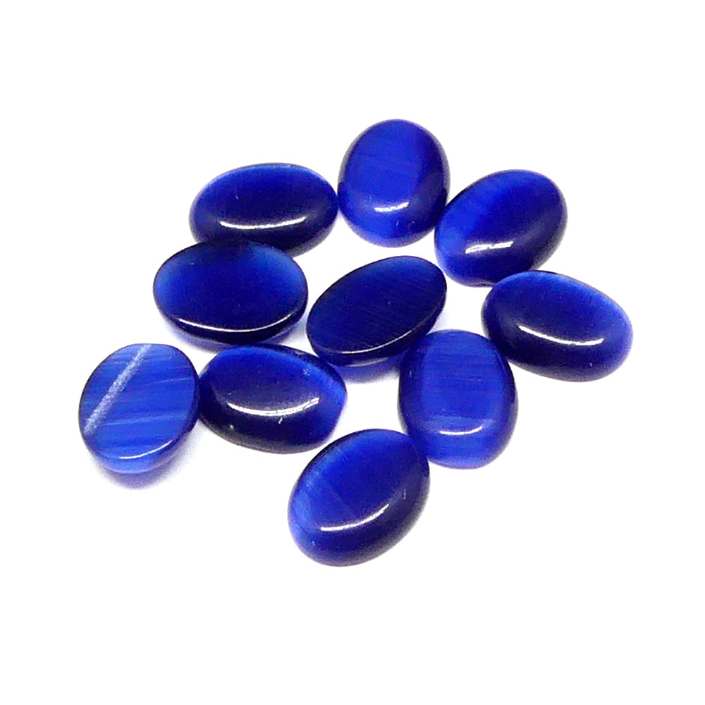 Yeux de Chat Ovale - Cabochon Bleu Nuit (10 pces)