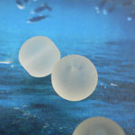 Perle de verre ronde givrée transparente 8 - Blanche (10pces)