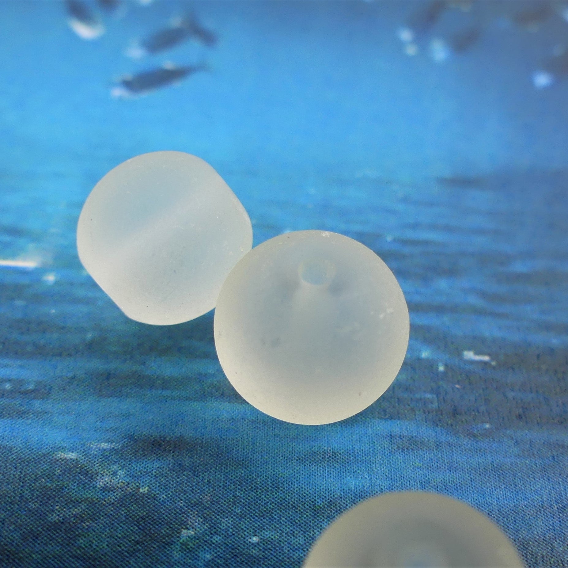 Perle de verre ronde givrée transparente 8 - Blanche (10pces)