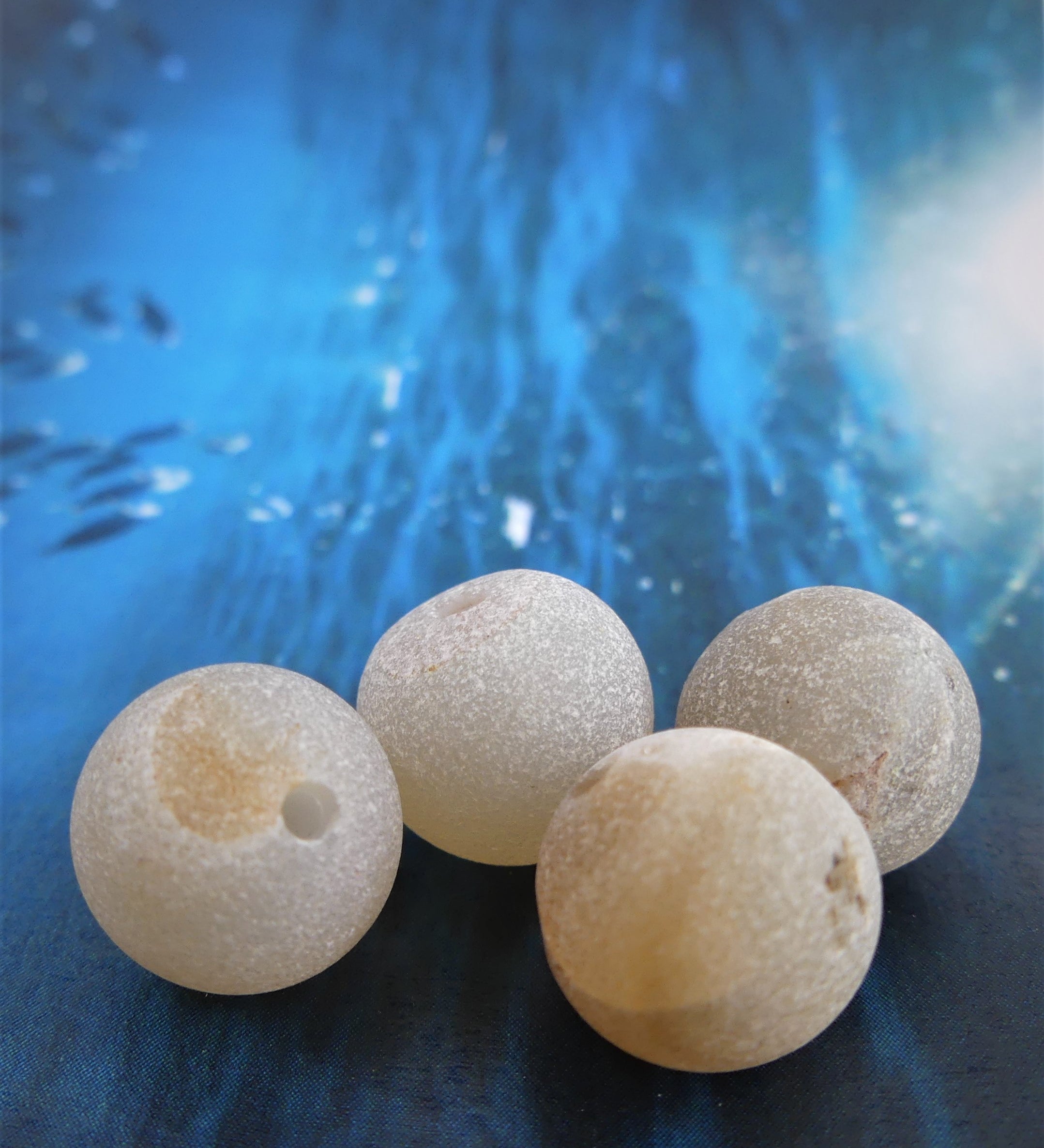 Ronde 10 - Agate naturelle givrée beige (5 pces) 