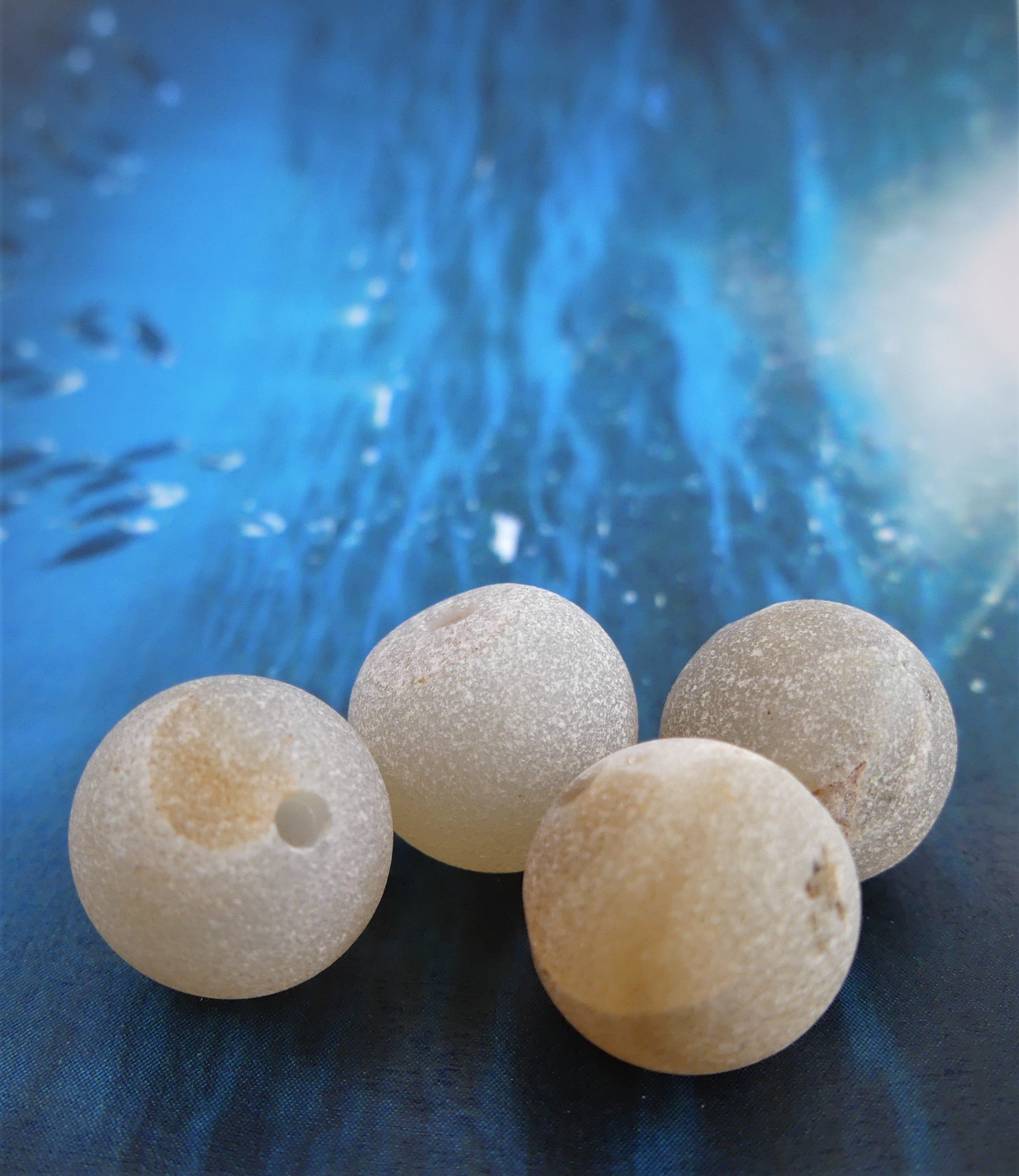 Ronde 10 - Agate naturelle givrée beige (5 pces) 