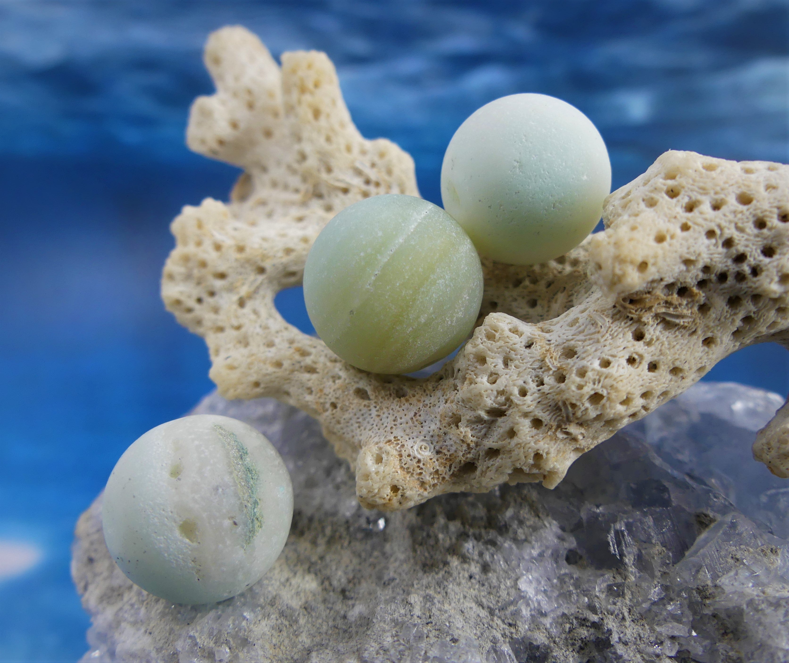 Ronde 12 - Amazonite naturelle givré (5 pces)