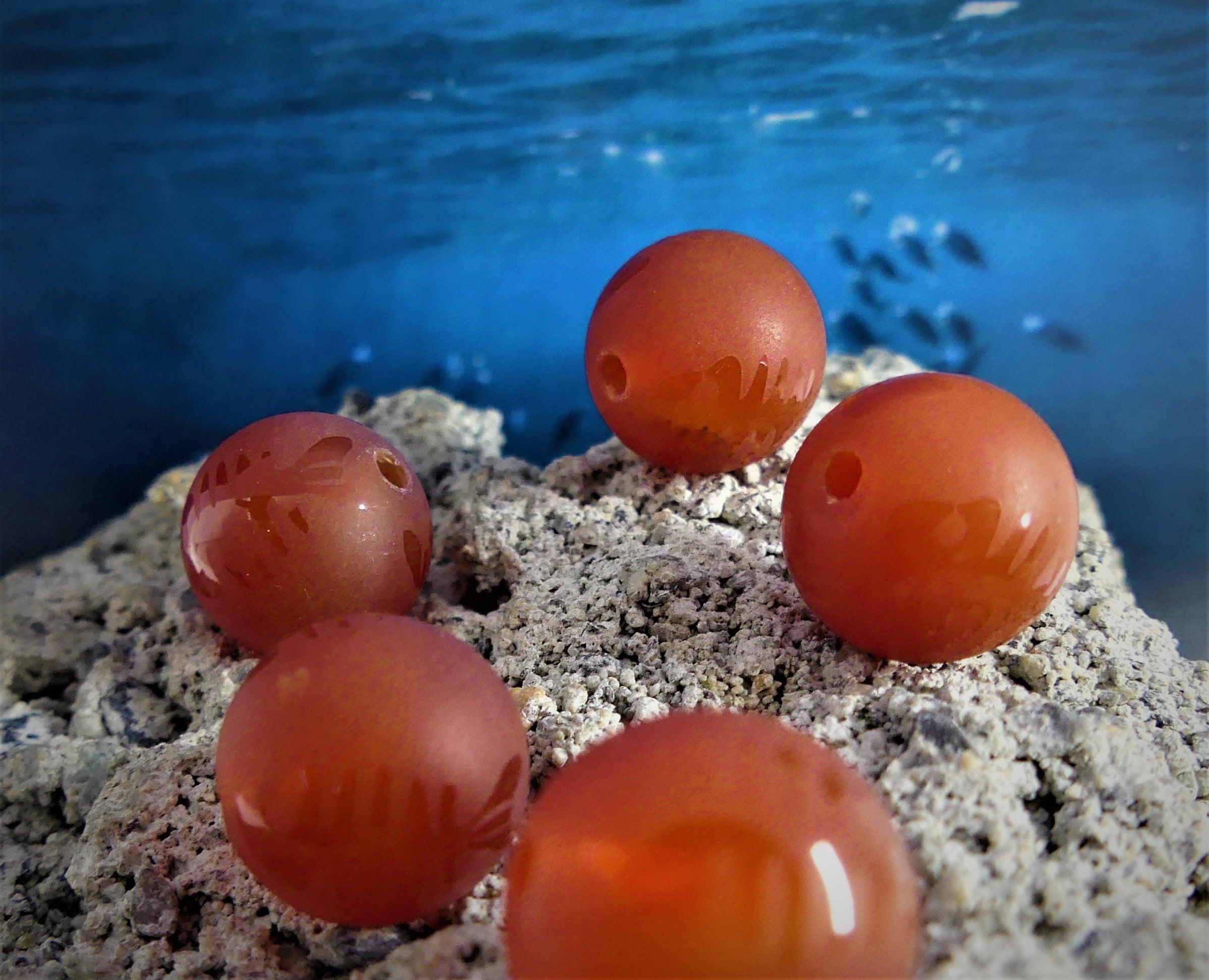 Ronde 12 - Cornaline naturelle givré rouille (5 pces)