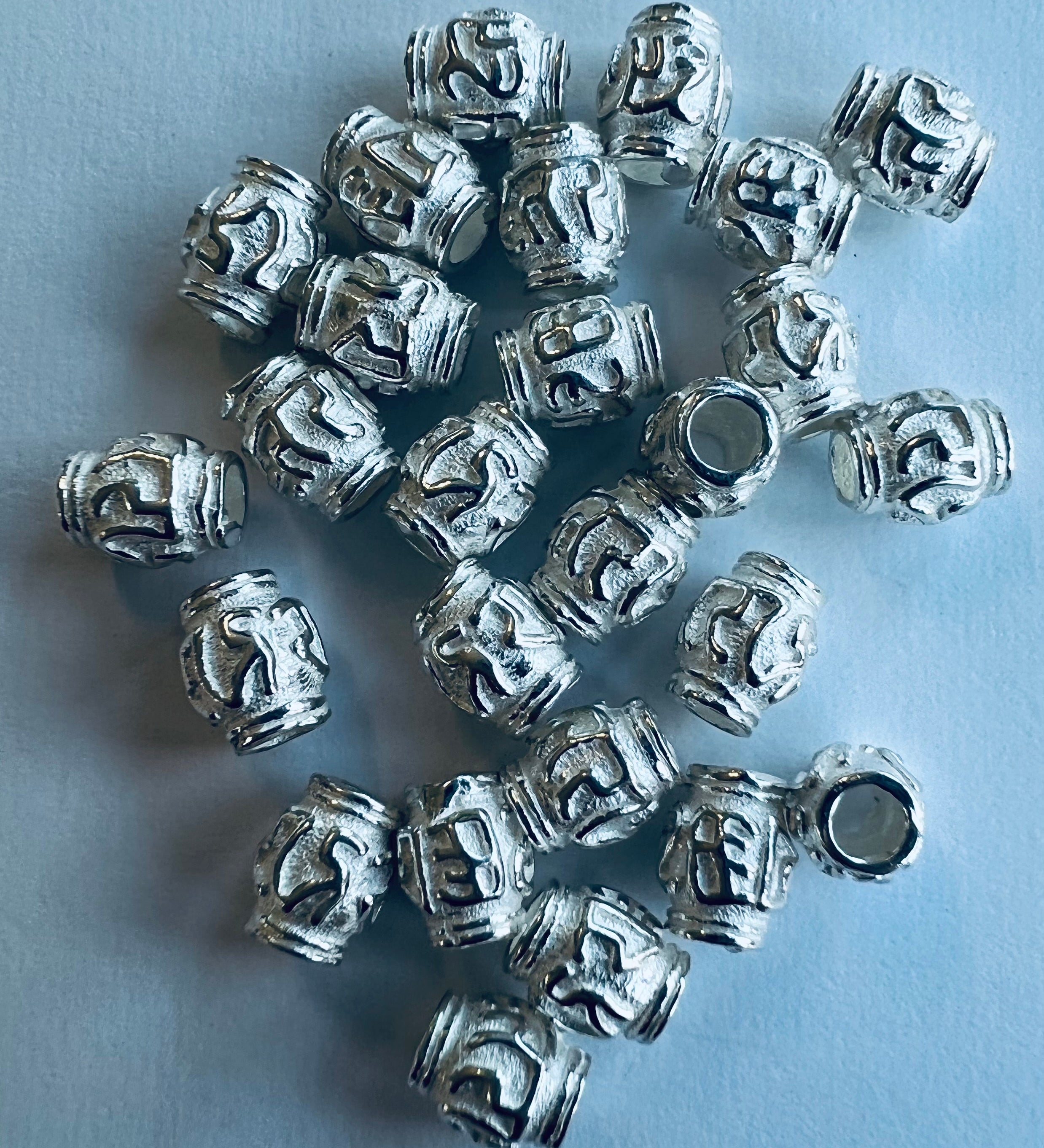 Perle baril sculpté en Argent Sterling 925 (1 pce)