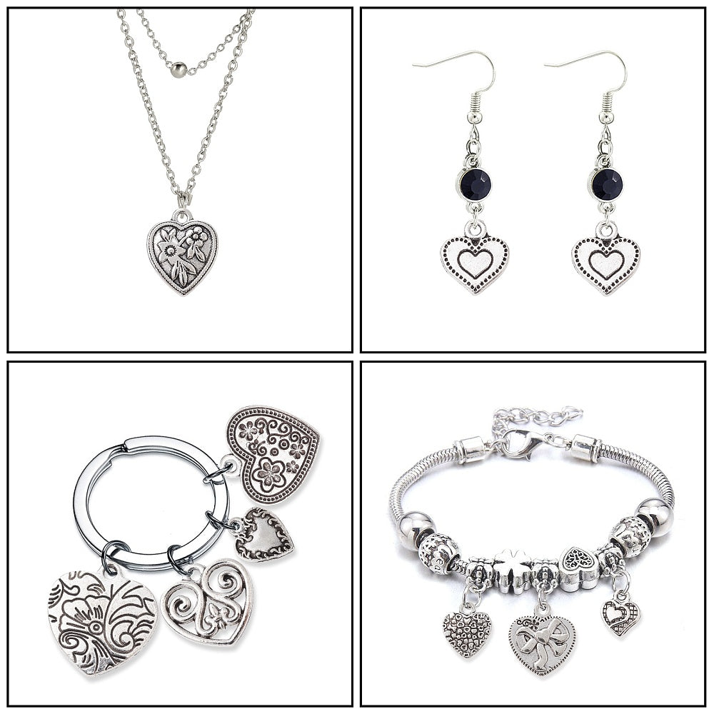 Charm's pendentifs "Cœur & Nœud"- Argent antique(1pce)