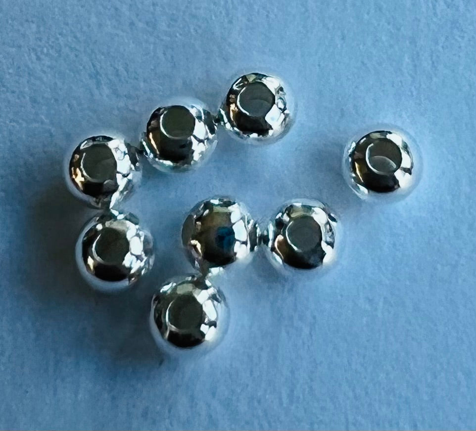 Perle ronde en Argent Sterling 925 - 2x2mm (5 pces)
