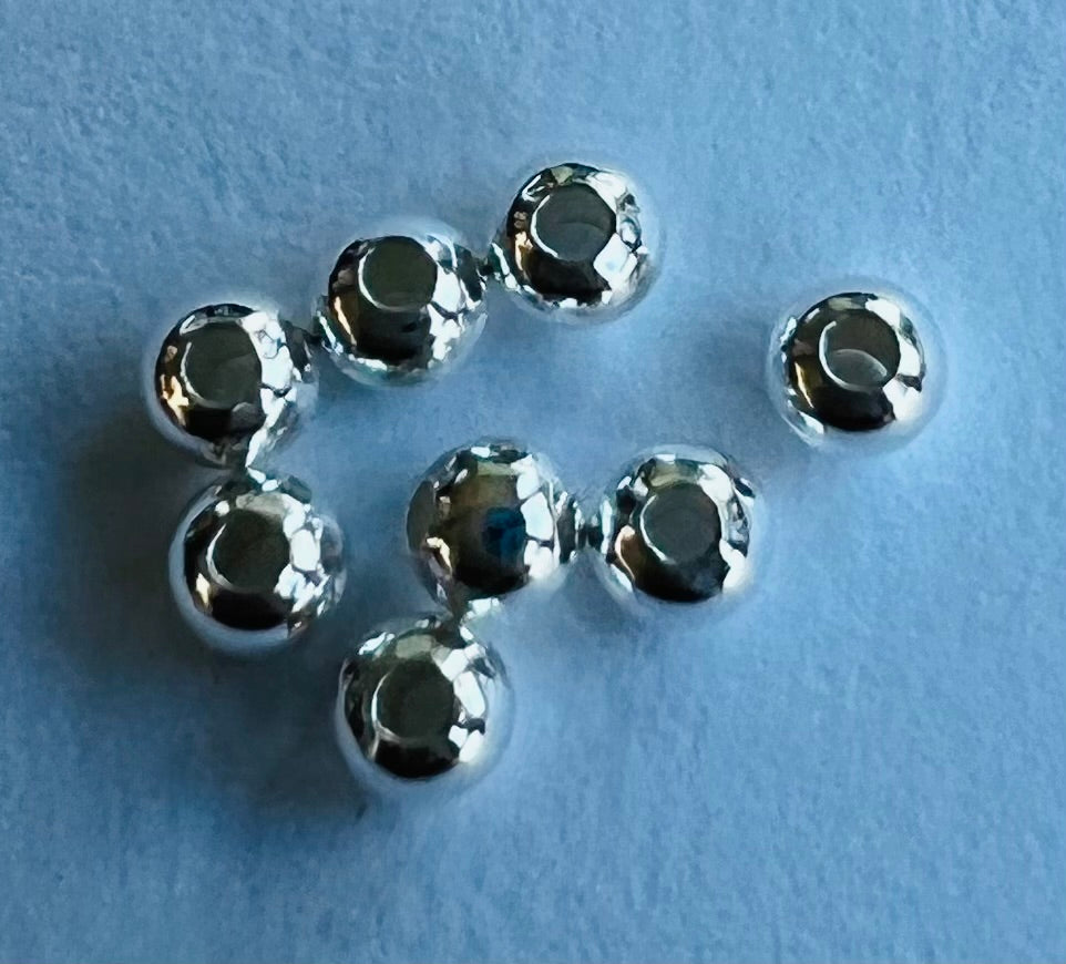 Perle ronde en Argent Sterling 925 - 2x2mm (5 pces)
