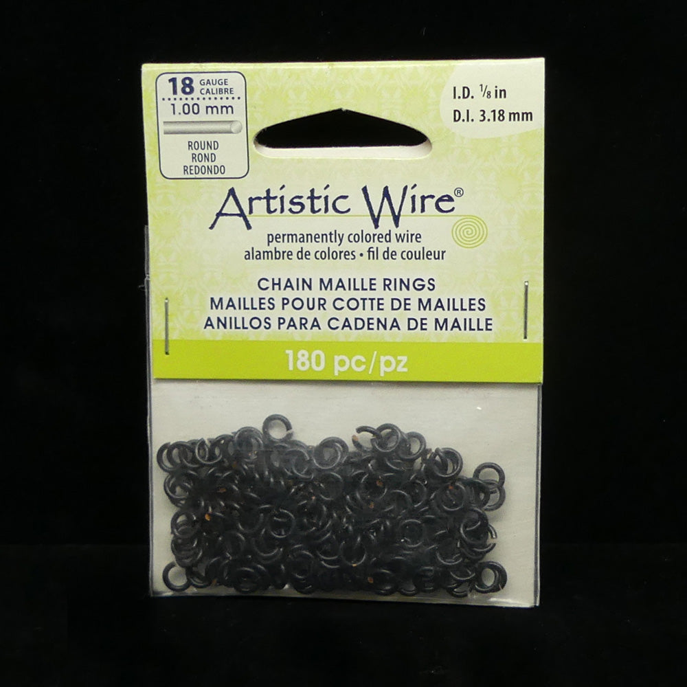 Anneau 18G / 1 cm - noir (10 pces)