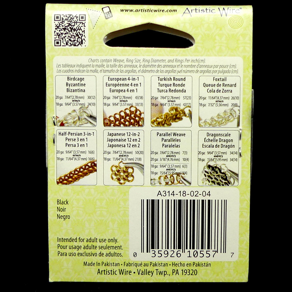 Anneau 18G / 1 cm - noir (10 pces)