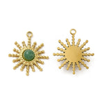 Pendentif soleil en Jade Africain naturel - Plaqué or 18 carats (1 pce)
