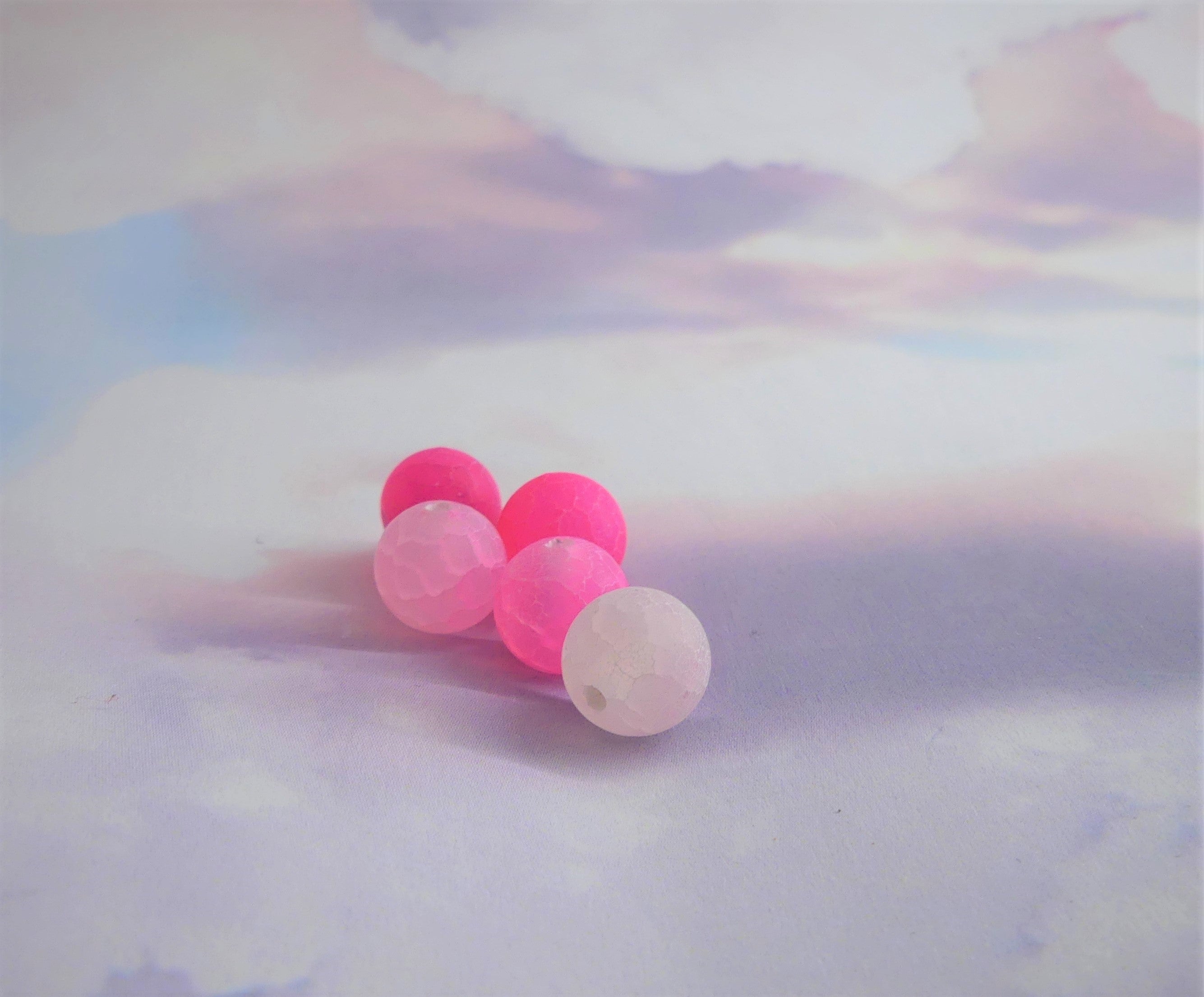 Ronde 8 - Agate de Feu givrée Fuchsia (10 pces)