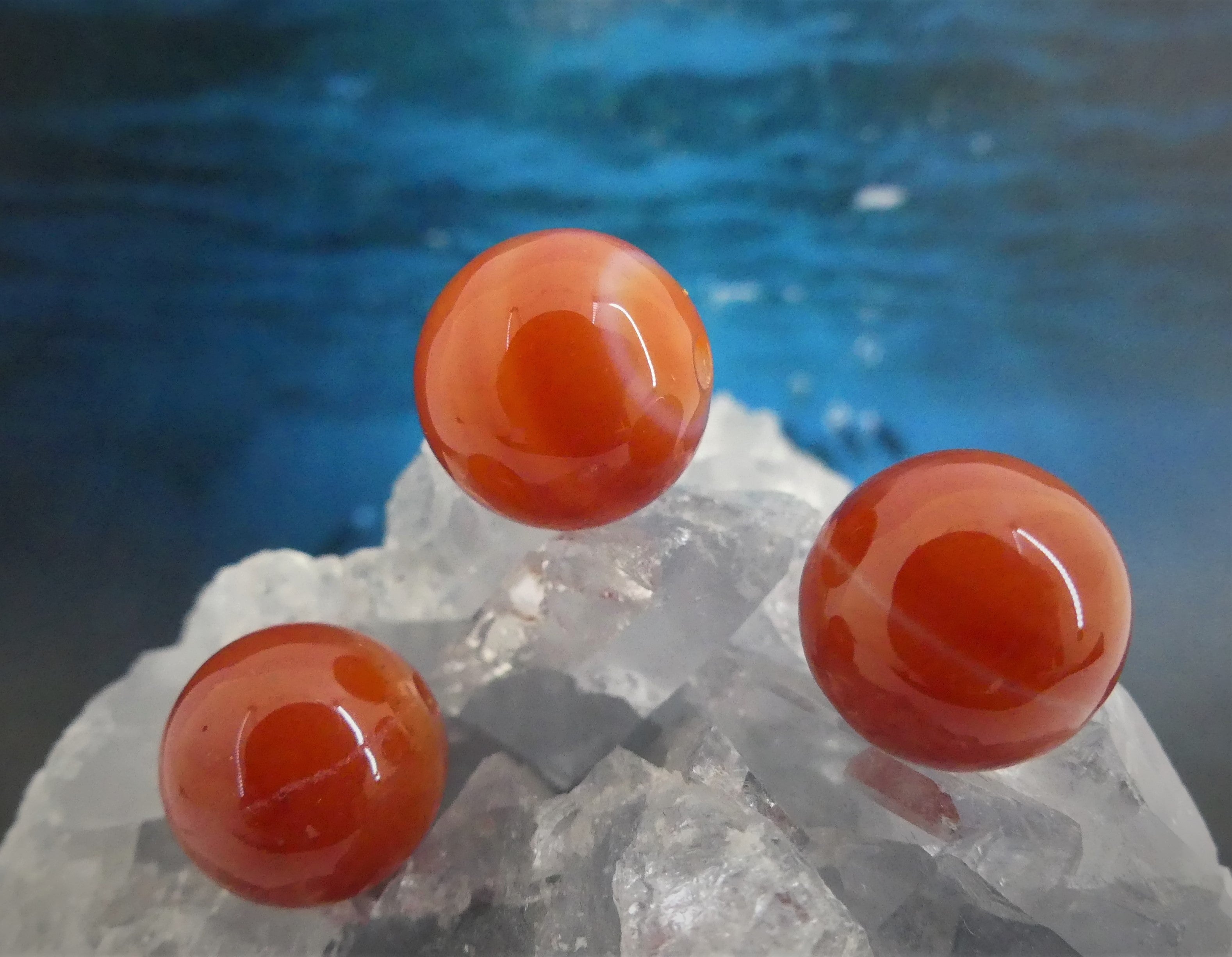 Ronde 12 - Agate naturelle rayée orange-rouge (5 pces)