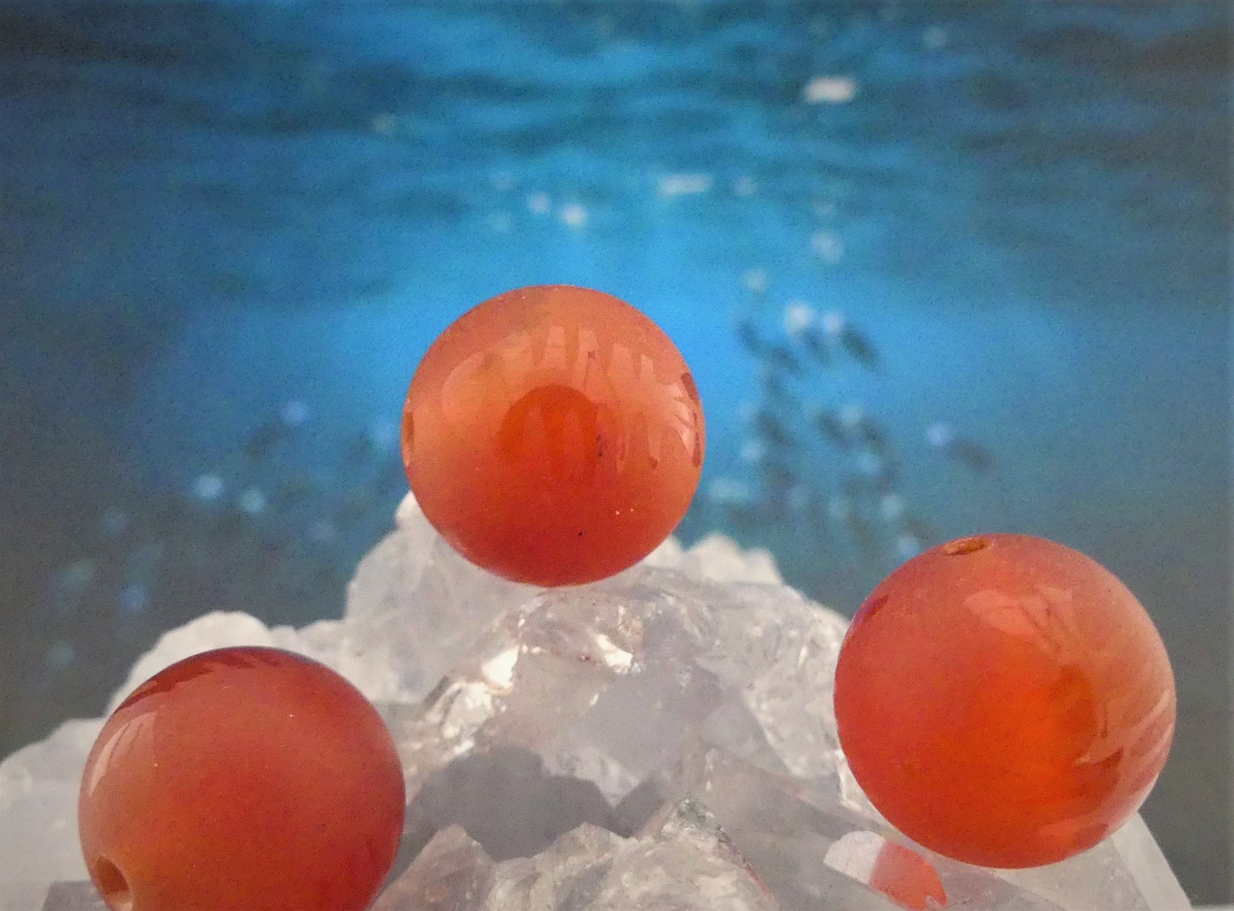 Ronde 12 - Cornaline naturelle givré rouille (5 pces)