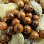 Ronde 10 - Perles en bois rondes  - Terre de Sienne (20 pces)