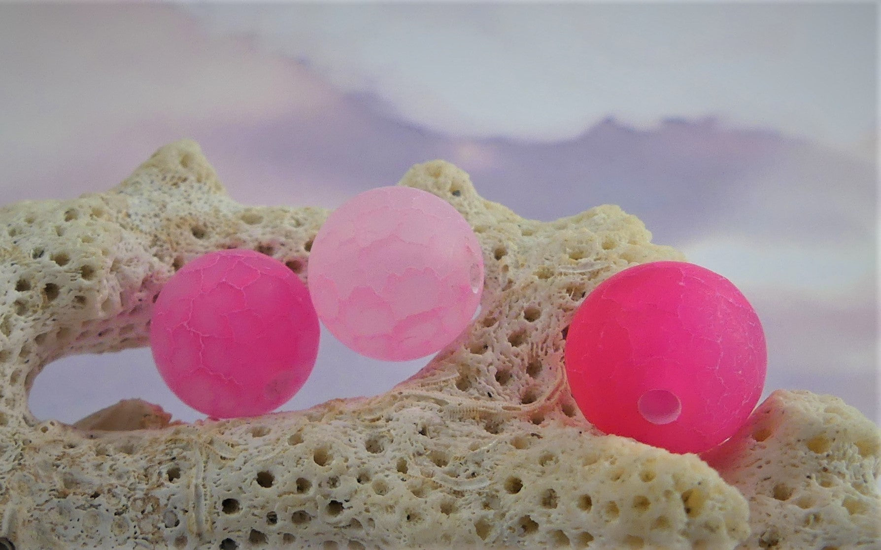 Ronde 8 - Agate de Feu givrée Fuchsia (10 pces)